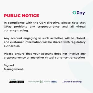 Opay notice